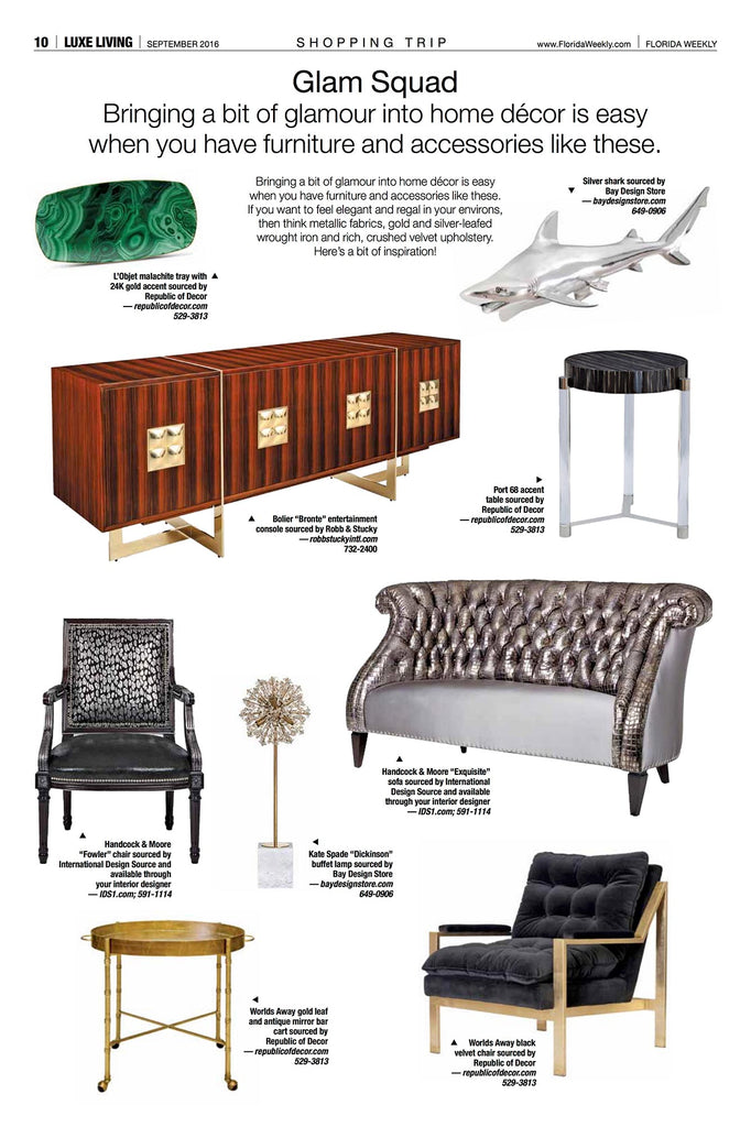 Luxe Living Malachite Tray, Accent Table & Velvet Chair Feature