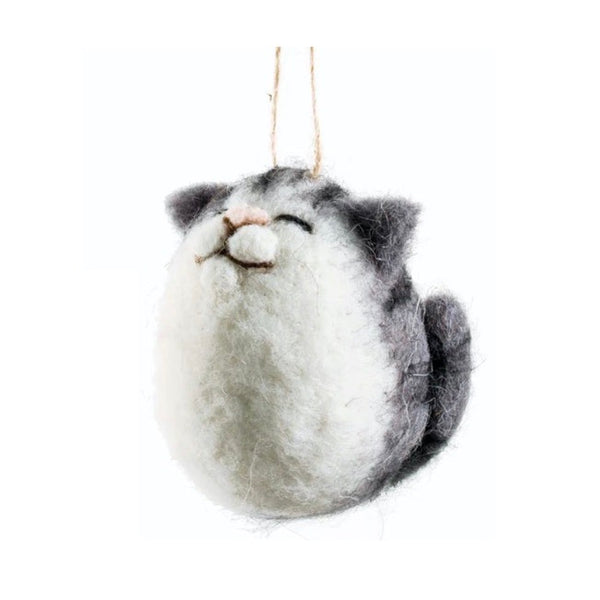 Gray Felt Cat Ornament