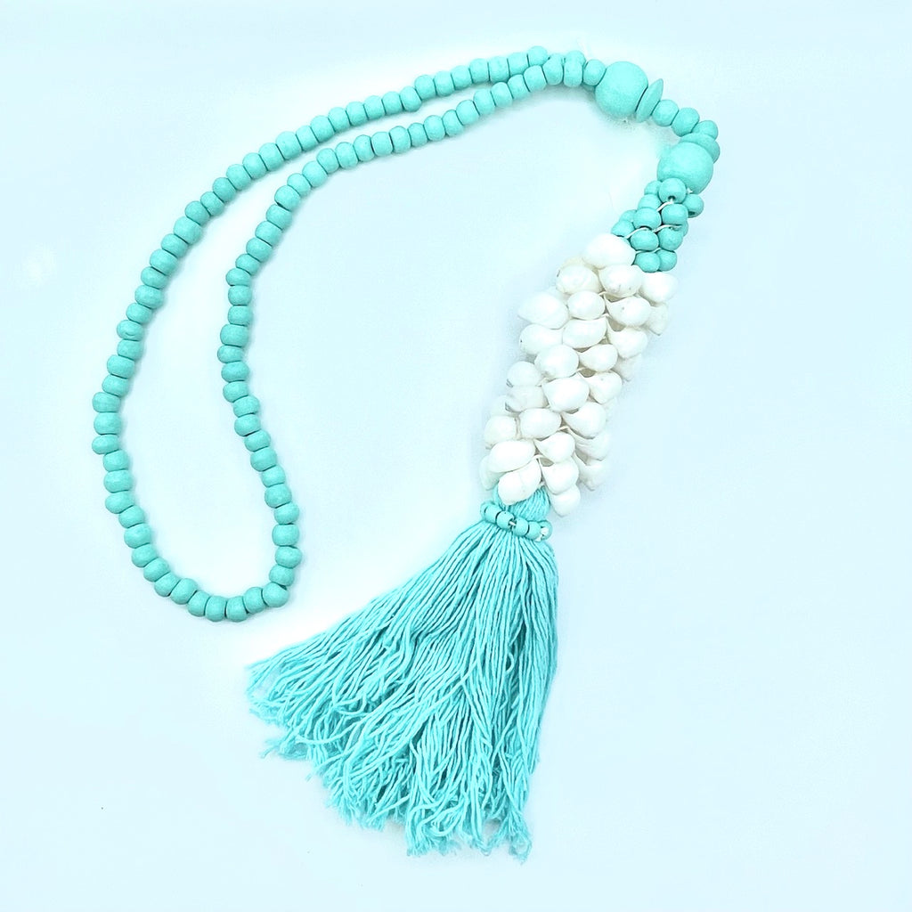 Aqua Beaded Tassel
