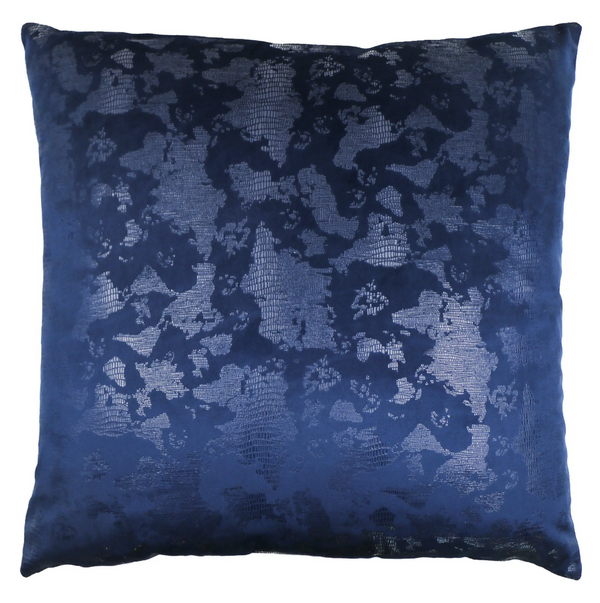 Dark Blue Embossed Velvet Pillow