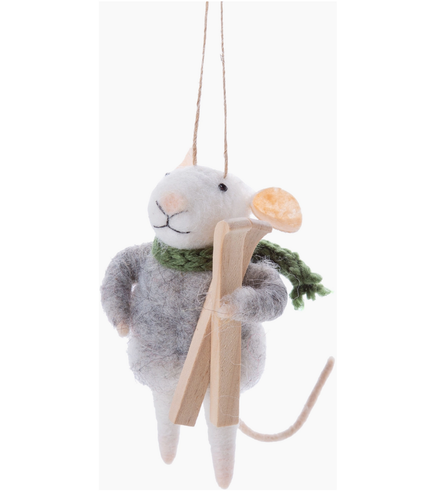 Skier Mouse Ornament