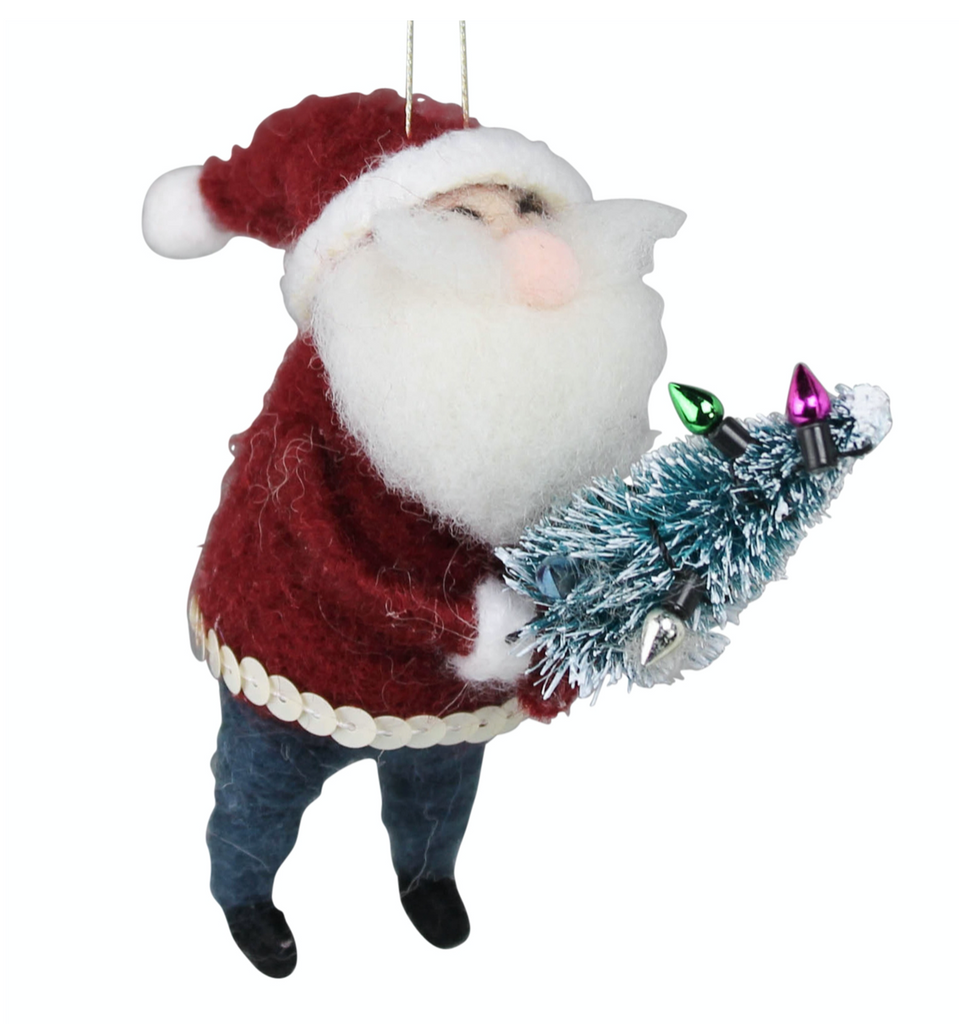 Santa with Tree Ornament